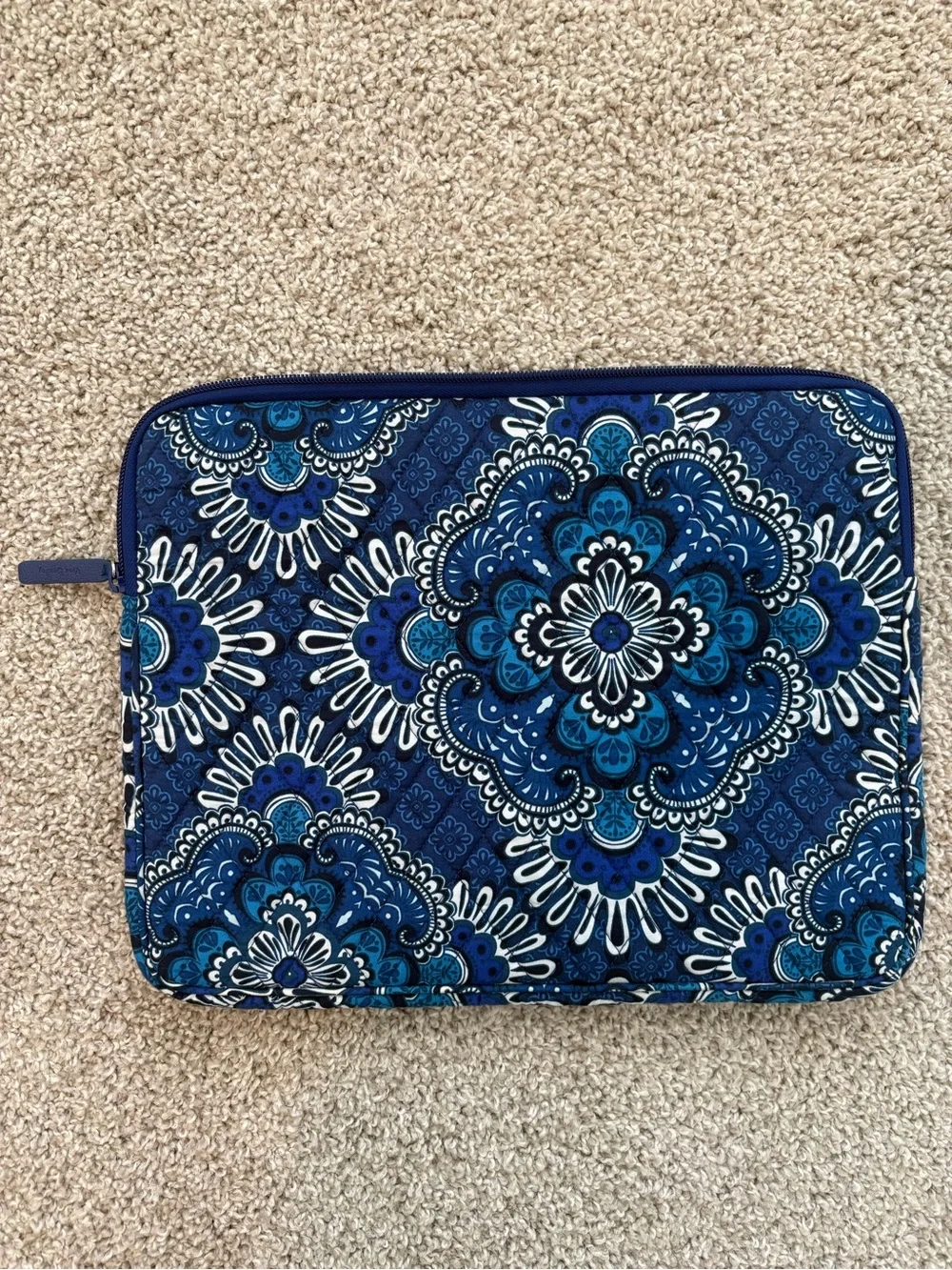 Vera Bradley Navy and Turquoise Medallion Quilted Tablet Sleeve
